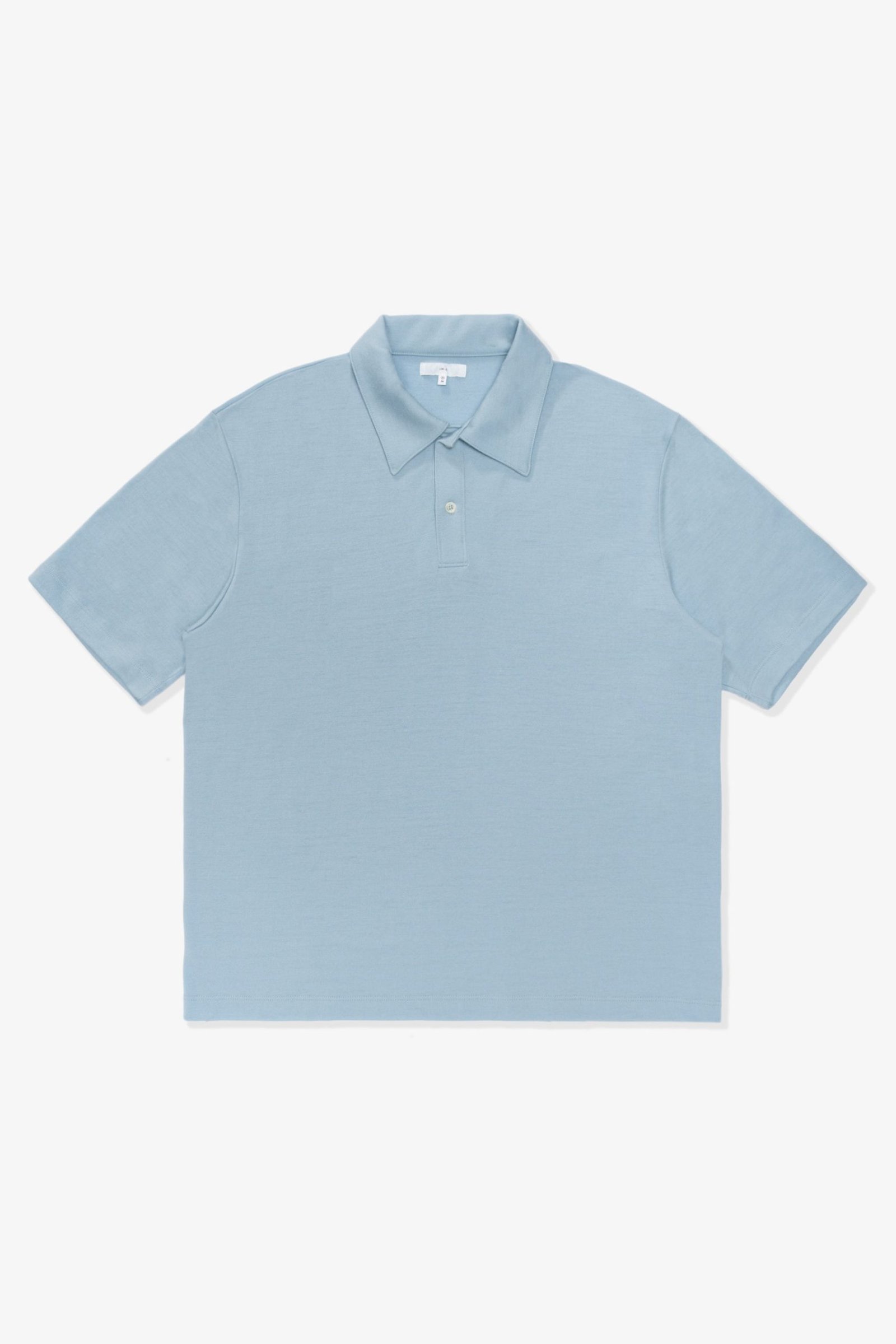SUMMER WOOL POLO - LIGHT BLUE SUMMER WOOL POLO - LIGHT BLUE lightweight summer outfit polo front view